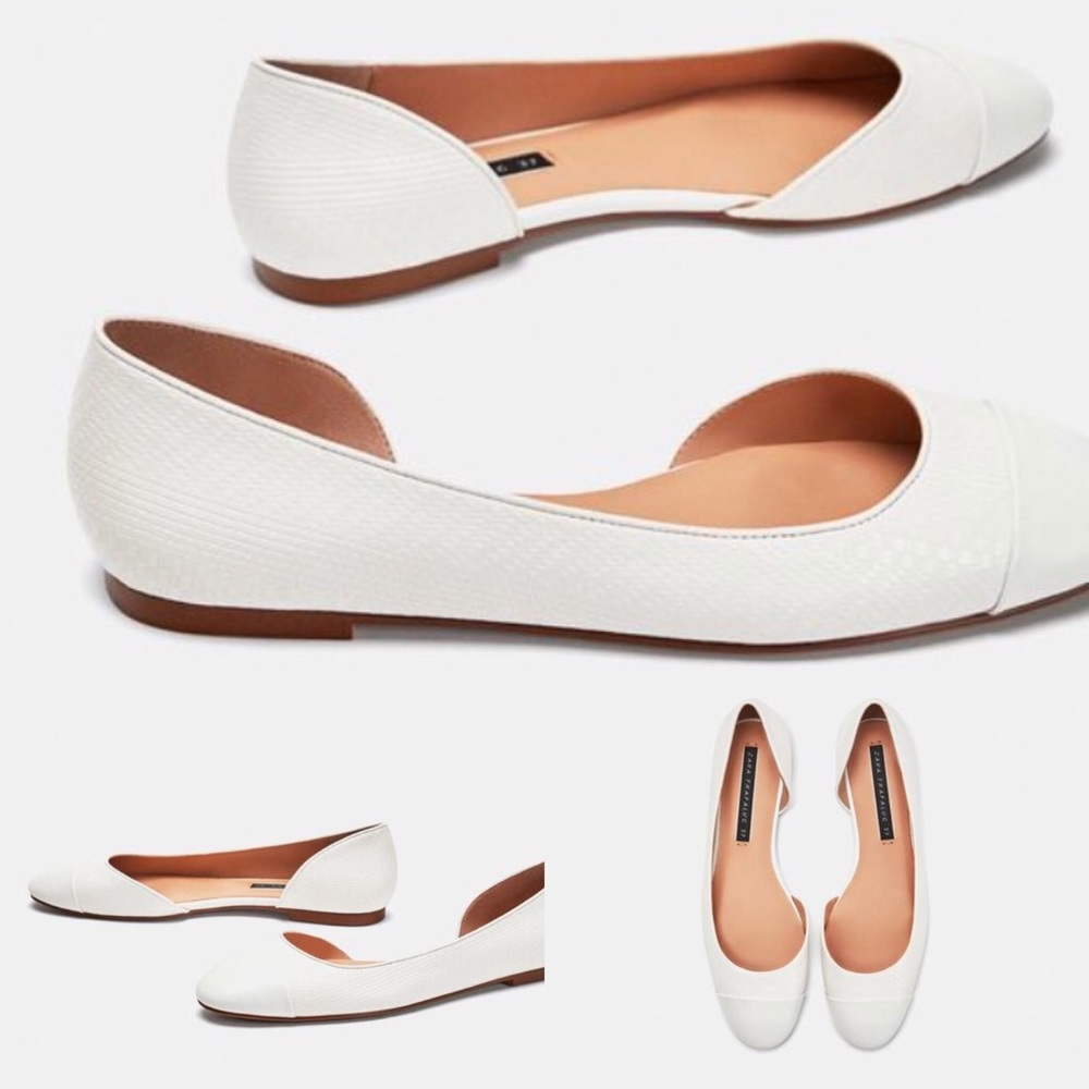 NEW Zara Asymmetrical White Ballet Flats